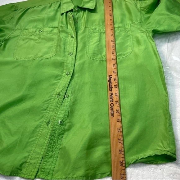 The Limited lime green silk shirt sleeve button down collared blouse size XS - Picture 6 of 8